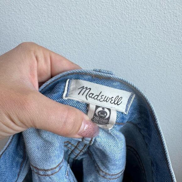 Madewell Rigid Denim A-Line Mini Skirt in Lovell Wash Raw Hem Size 26 A Line - Picture 6 of 8